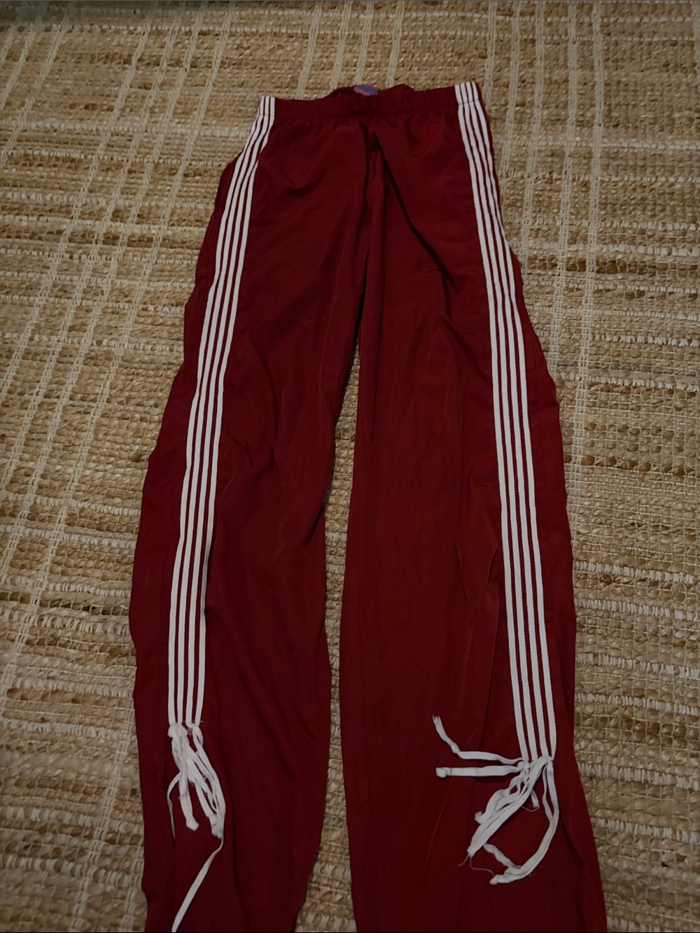 Edikted Burgundy Track Joggers with White Stripes